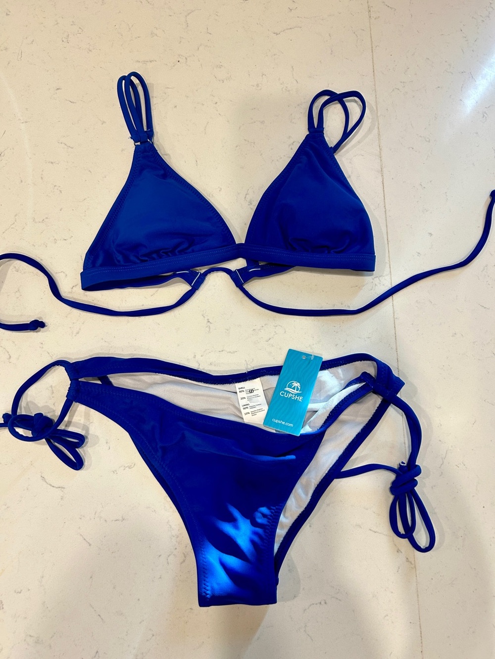 Cupshe Royal Blue Triangle String Bikini